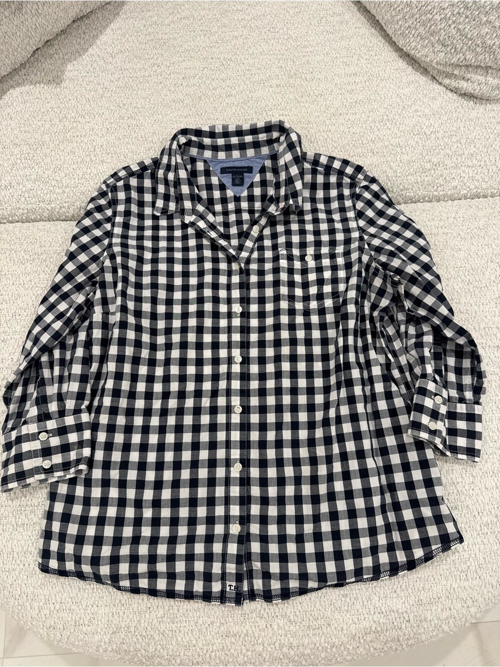 Tommy Hilfiger Classic Checkered Gingham Button Down Shirt Top